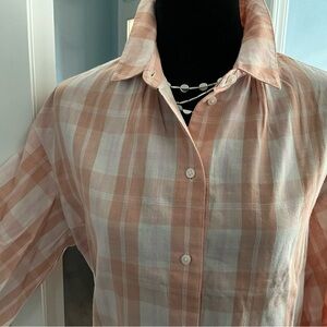 J. Crew Gathered Button Blouse Shirt Featherweight Peach EUC